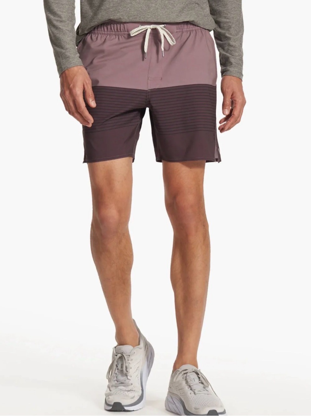 Vuori Men's Trail Shorts Mahogany Stripe Lined 6” V341